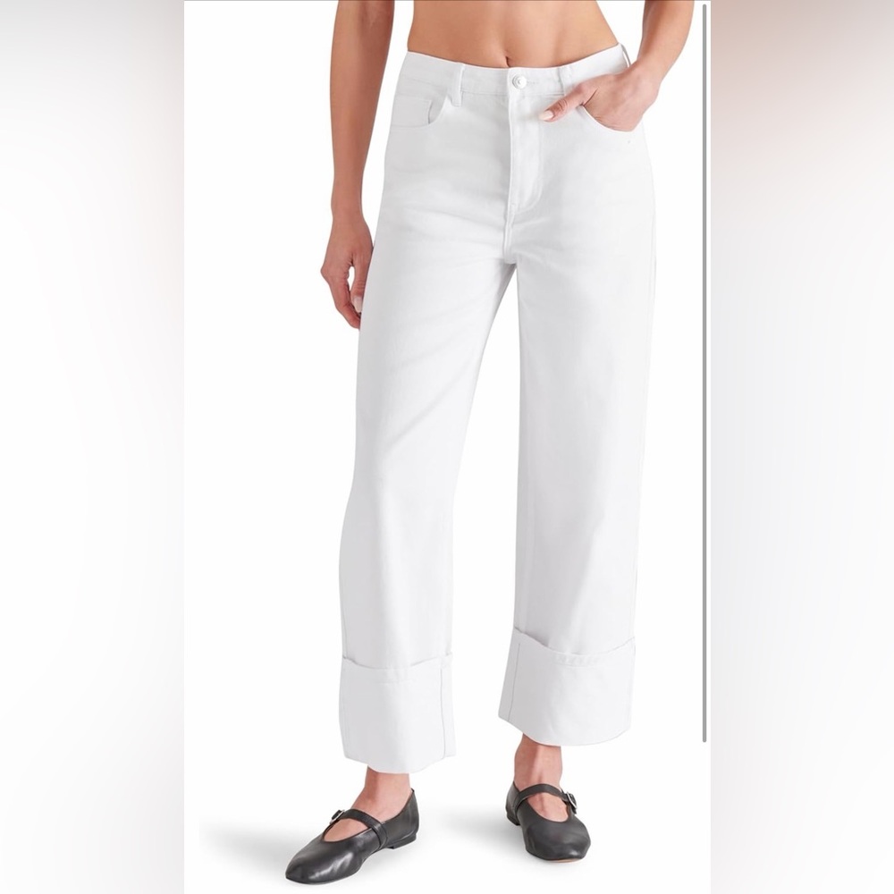 NEW White 100% Cotton Steve Madden Womens Noelie Pant 26” $99 - Picture 6 of 8